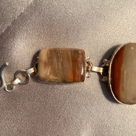 Bracelet, sterling silver and agate gemstones - Picture 3 of 3